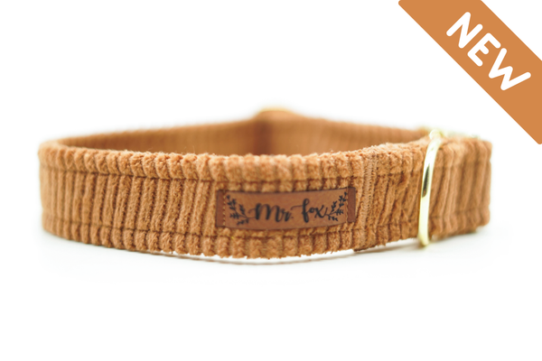 "Cognac Cord" Halsband für Hunde