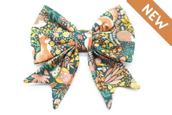 "Forest Friends" sailor bow for dog collars