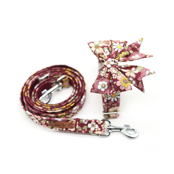 "Burgundy Bloom" Schleife für Hundehalsbänder