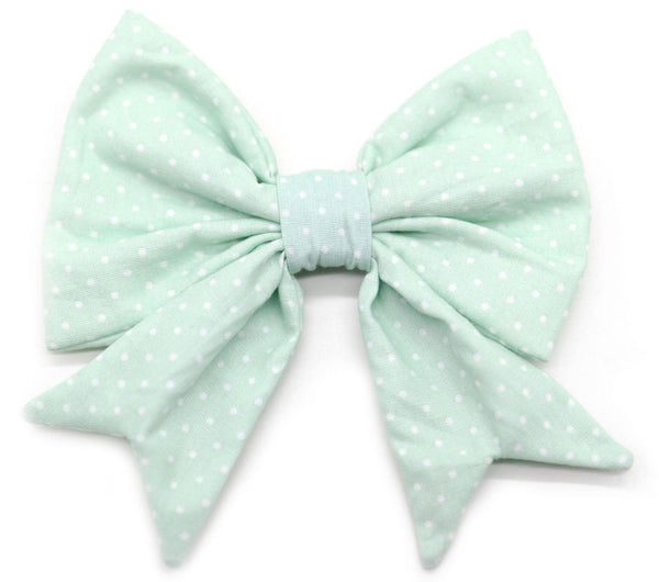 "Mint Polkadot" Schleife für Hundehalsbänder