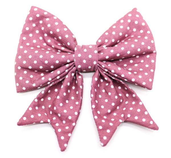 "Mauve Polkadot" Schleife für Hundehalsbänder