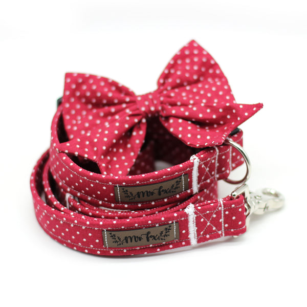 "Burgundy Polkadot" collar for dogs