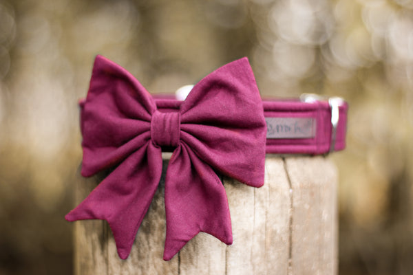 "Burgundy Uni" Schleife für Hundehalsbänder