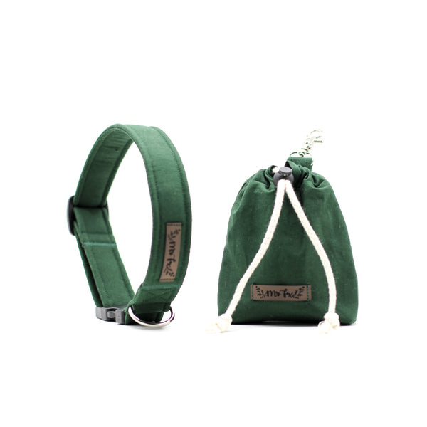 "Bottle Green Uni" Halsband für Hunde