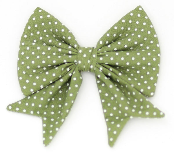 "Olive Polkadot" Schleife für Hundehalsbänder