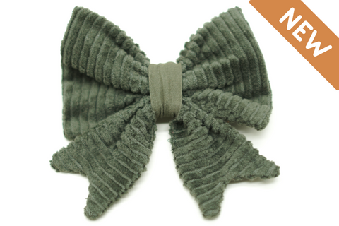 "Moss Cord" sailor bow for dog collars