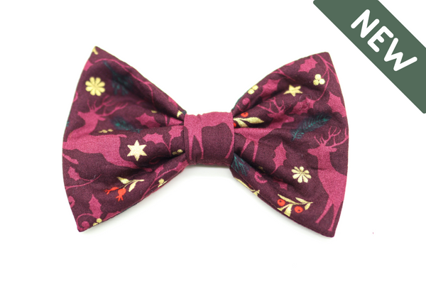 "Dashing Deer" bow tie for dog collars