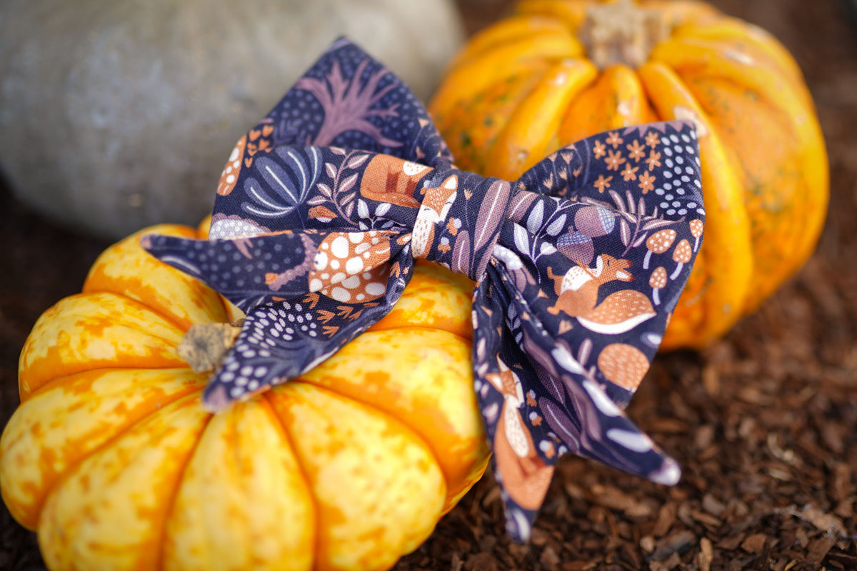 "Fox Fables" sailor bow for dog collars