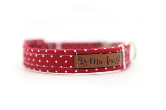 "Burgundy Polkadot" Halsband für Hunde - Mr. Fox Hundezubehör