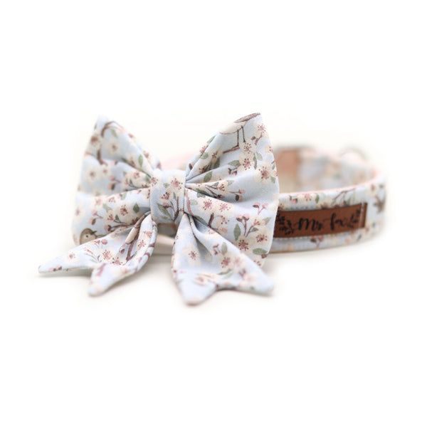 "Birds & Blossoms" sailor bow for dog collars
