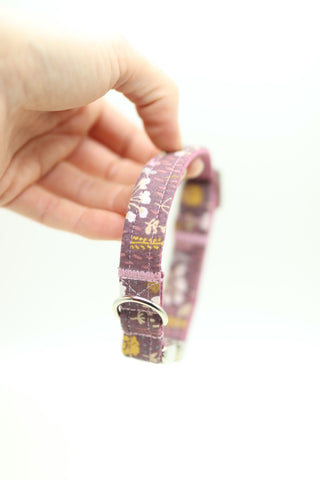 READY TO SHIP "Boho Bloom" collar x-small (1.6cm) metal buckle for neck size 22-25cm