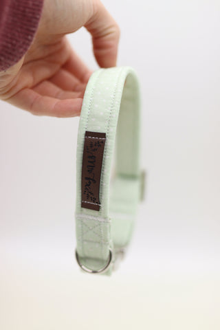 READY TO SHIP "Mint Polkadot" collar Small (2cm) metal buckle for neck size 30-35cm
