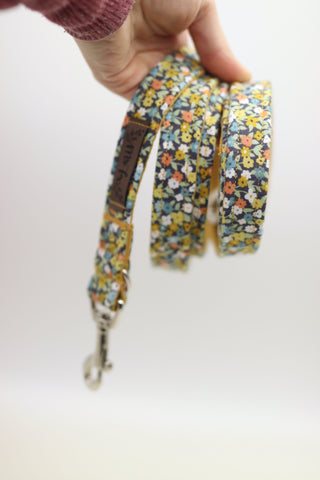 READY TO SHIP "Magical Marigold" dog leash adjustable 2cm (small) with bolt carabiners
