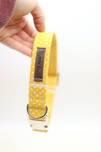 READY TO SHIP "Mustard Polkadot" collar regular (2.5cm) metal buckle for neck size 37-45cm