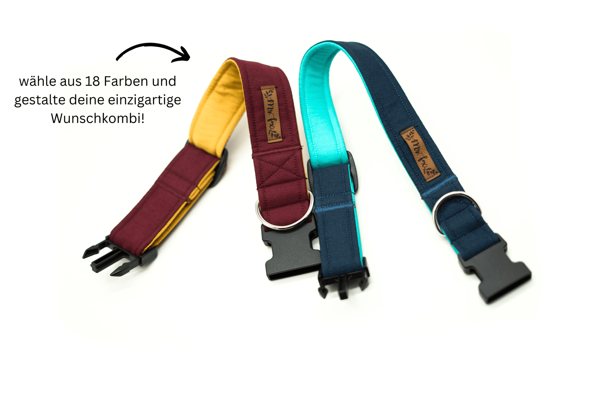 "Color Block" Halsband für Hunde - kombiniere deine Wunschfarben - Mr. Fox Hundezubehör