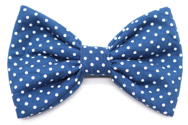"Denim Blue Polkadot" bow tie for dog collars