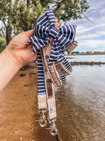 "Salty Stripes" sailor bow for dog collars
