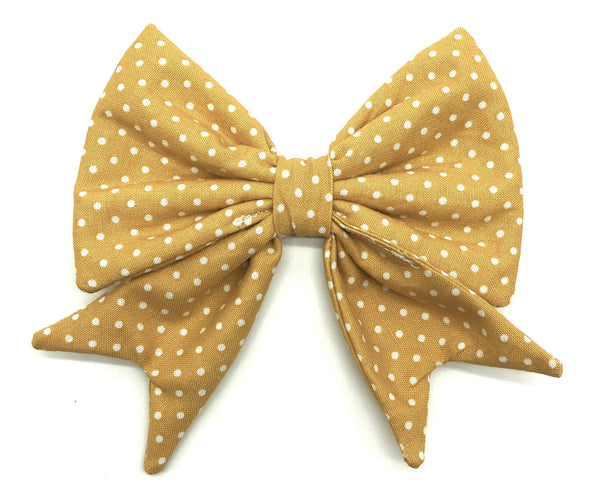 "Mustard Polkadot" sailor bow for dog collars