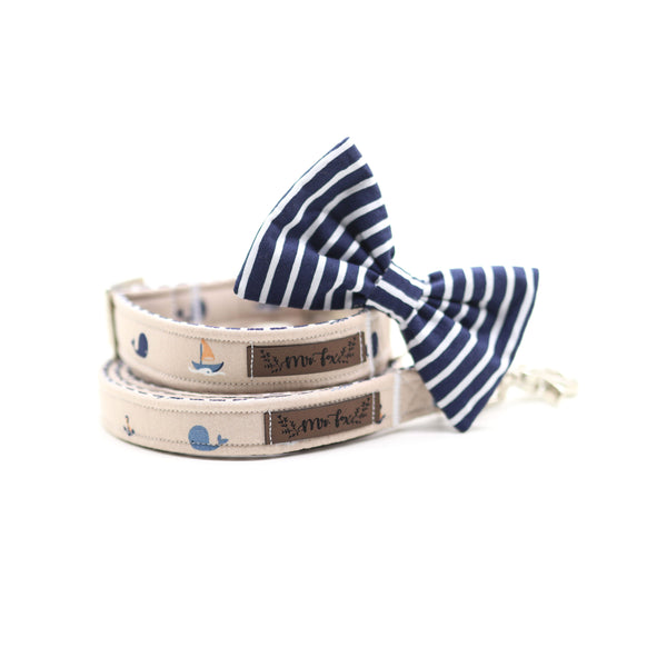 "Salty Stripes" bow tie for dog collars