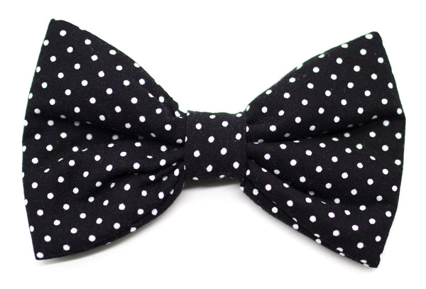 "Black Polkadot" bow tie for dog collars