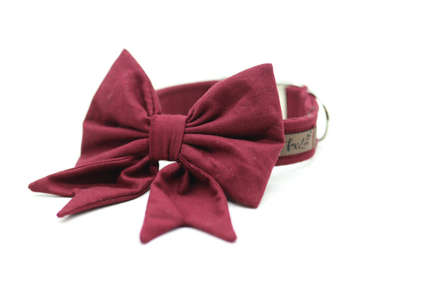 "Burgundy Uni" sailor bow for dog collars