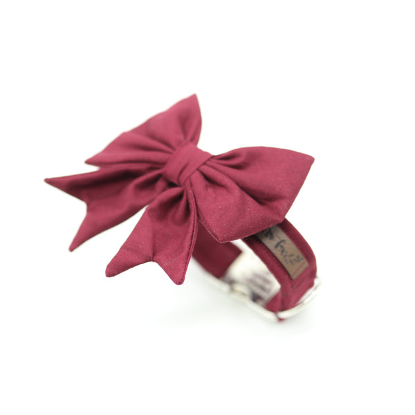 "Burgundy Uni" sailor bow for dog collars