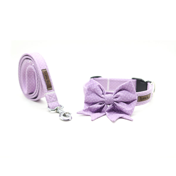 "Lilac Polkadot" sailor bow for dog collars
