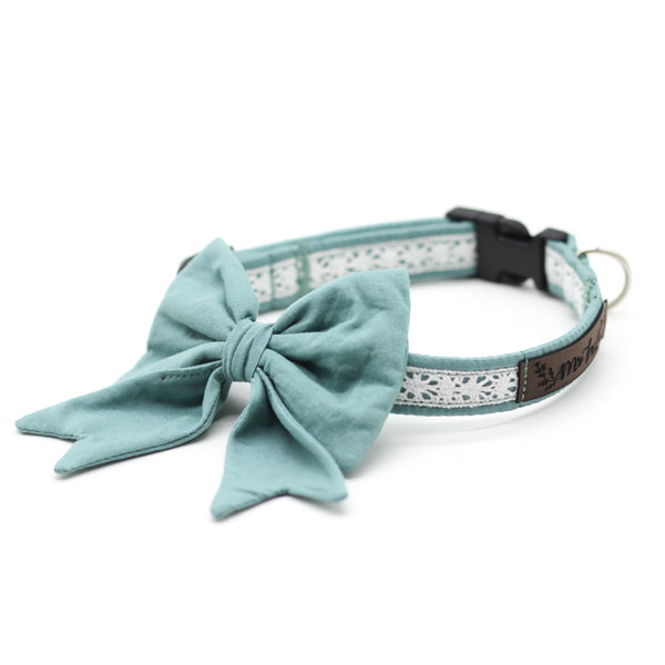 "Dusk Mint Uni" sailor bow for dog collars