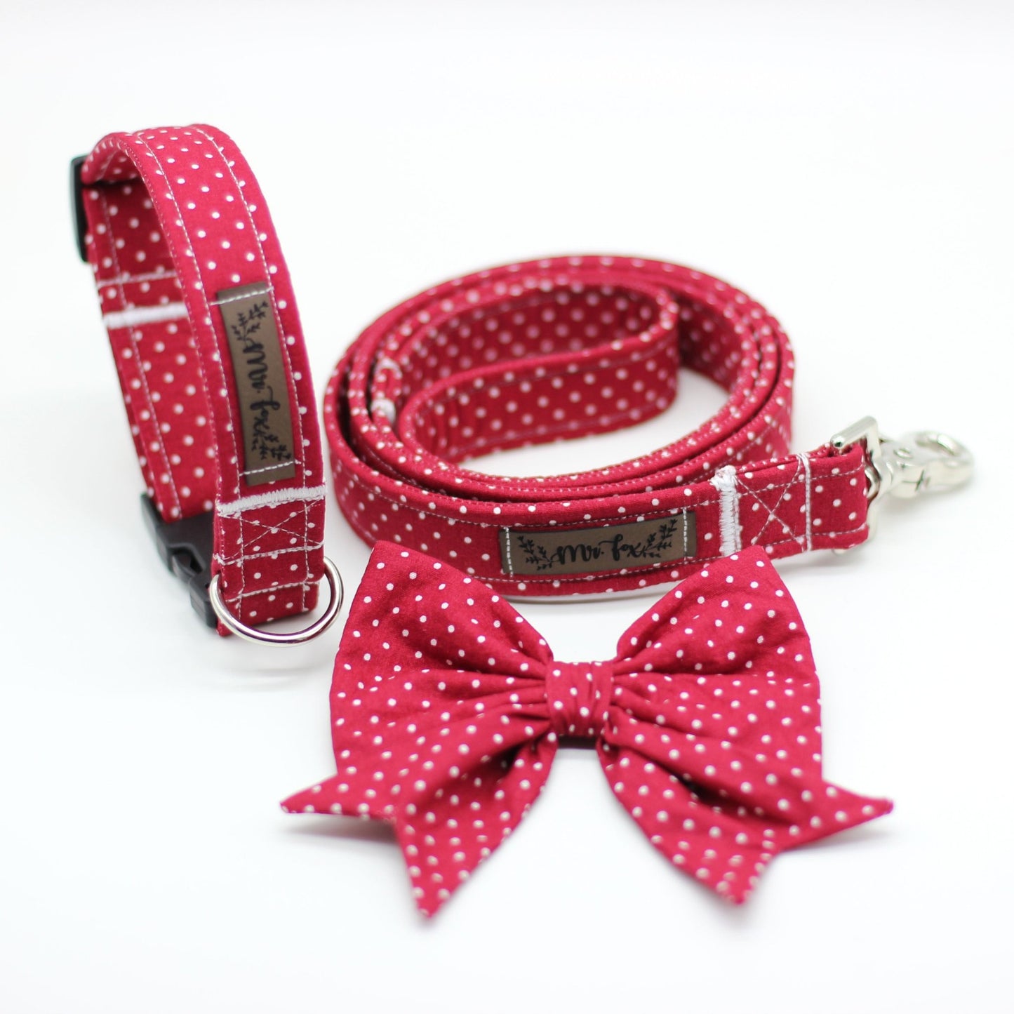 "Burgundy Polkadot" Schleife für Hundehalsbänder - Mr. Fox Hundezubehör