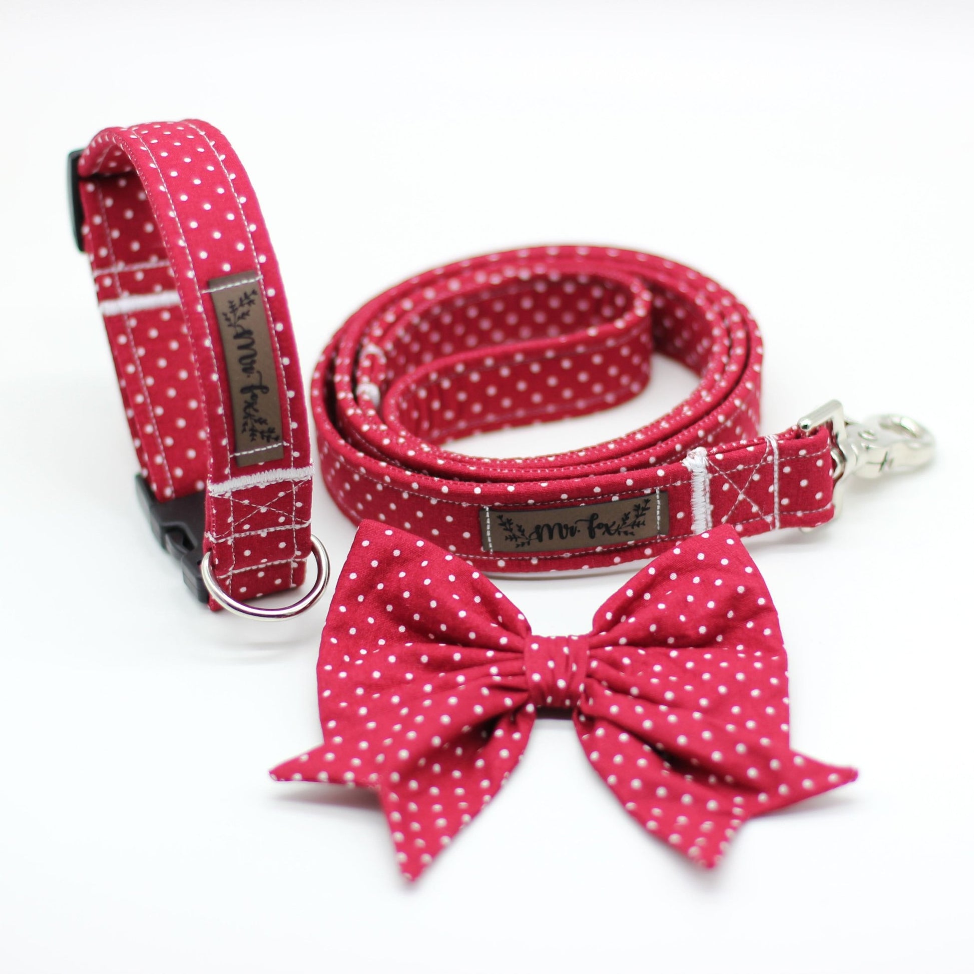 "Burgundy Polkadot" Schleife für Hundehalsbänder - Mr. Fox Hundezubehör