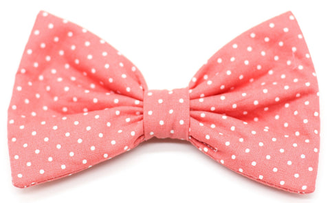 "Coral Polkadot" bow tie for dog collars