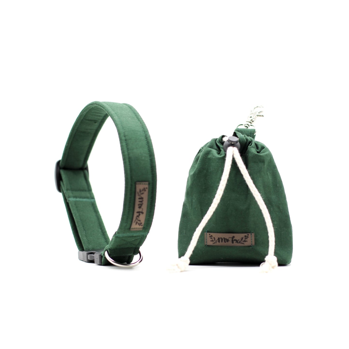 "Bottle Green Uni" Halsband für Hunde - Mr. Fox Hundezubehör