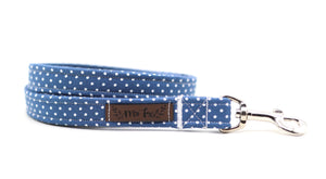 "Denim Blue Polkadot" dog leash