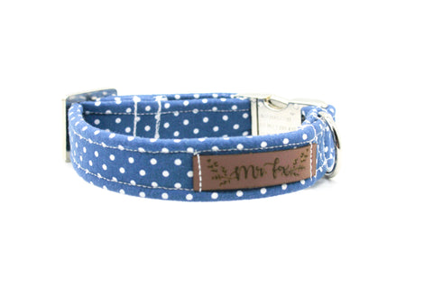 "Denim Blue Polkadot" collar for dogs