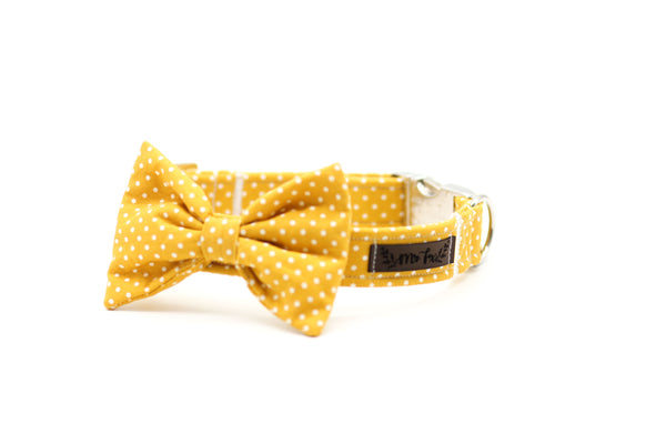 "Mustard Polkadot" bow tie for dog collars