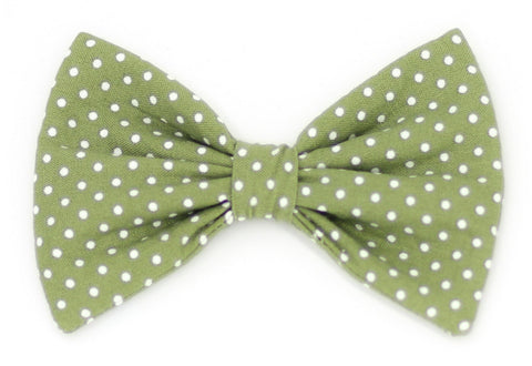 "Olive Polkadot" bow tie for dog collars
